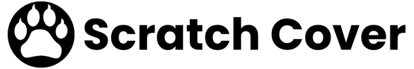 Logo of Scratch Cover with a paw print symbol on a white background